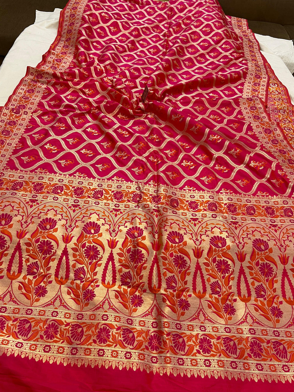 Rani Pink Banarasi Handloom Katan Silk Saree - Aura Benaras