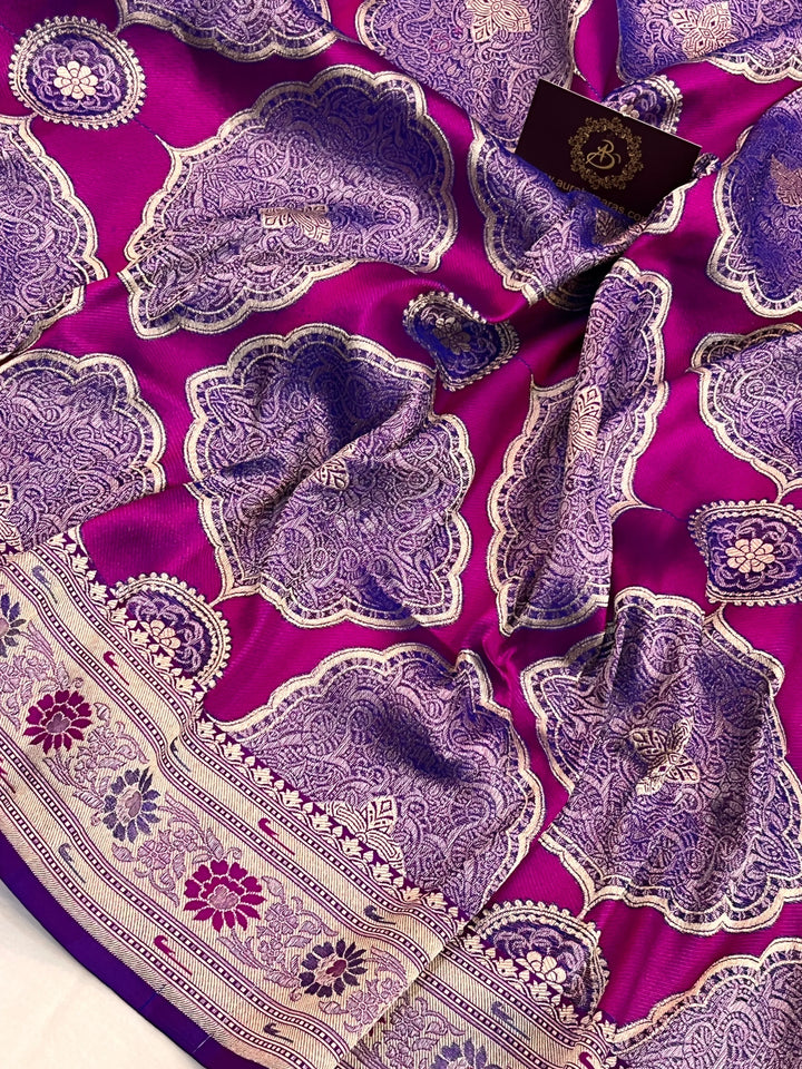 Purple Pure Katan silk Handloom Banarasi Saree