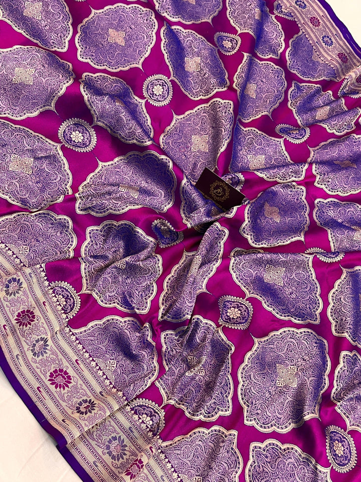 Purple Pure Katan silk Handloom Banarasi Saree