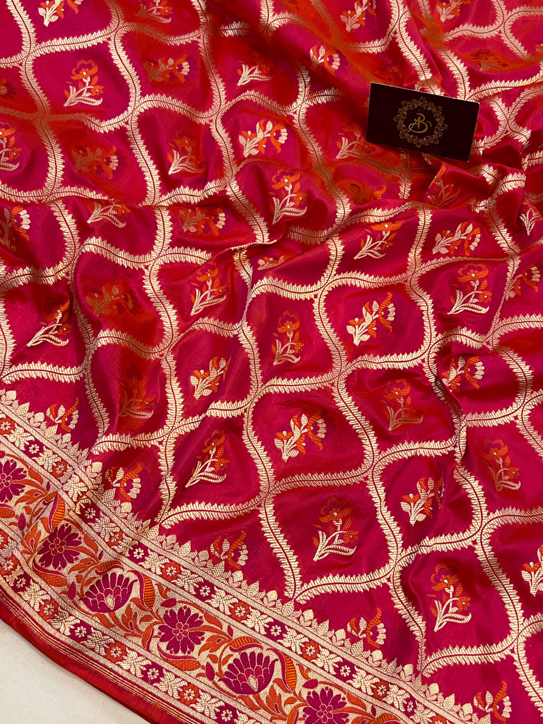 Rani Pink Banarasi Handloom Katan Silk Saree - Aura Benaras