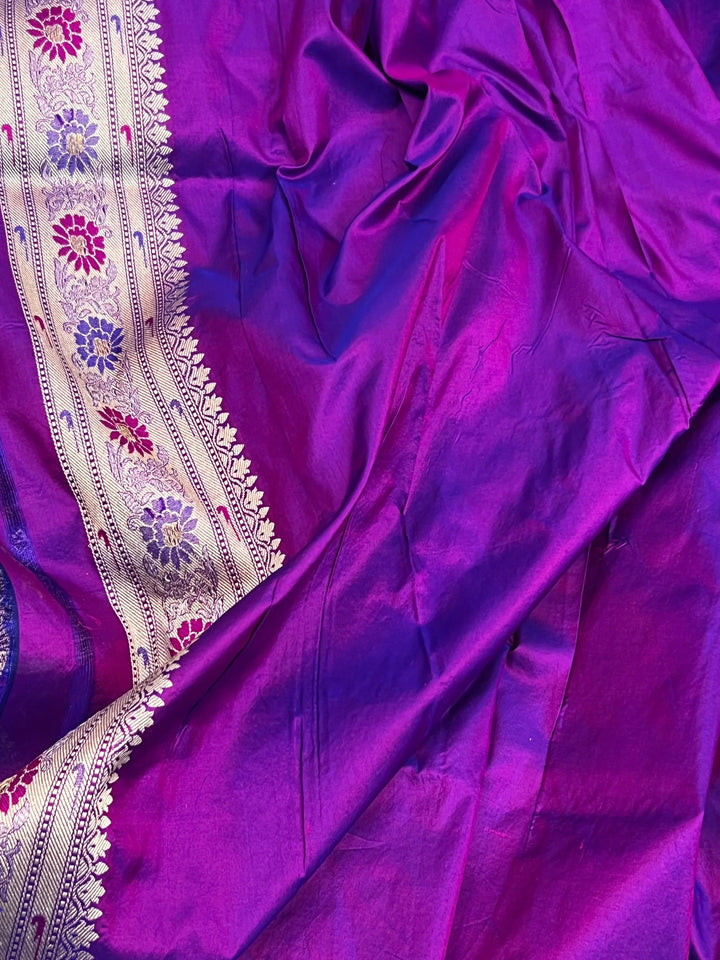 Purple Pure Katan silk Handloom Banarasi Saree