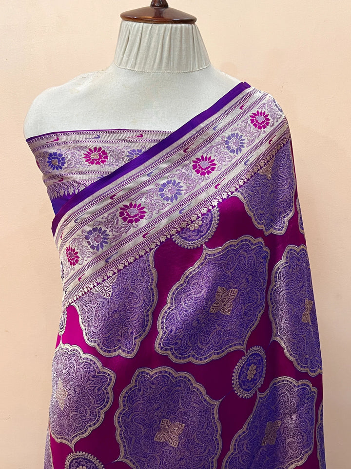 Purple Pure Katan silk Handloom Banarasi Saree