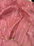 Pastel Pink Banarasi Handloom Kora Silk Saree - Aura Benaras