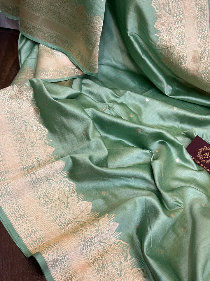Sage Green Chiniya silk Banarasi saree