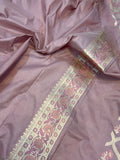 Old Rose Banarasi Handloom Katan Silk Saree - Aura Benaras