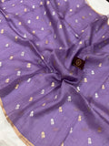 Lavender Banarasi Handloom Kora Silk Saree - Aura Benaras