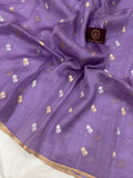 Lavender Banarasi Handloom Kora Silk Saree - Aura Benaras