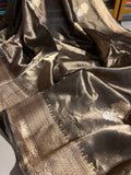 Black Pure Banarasi Handloom Silk Saree - Aura Benaras