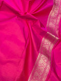 Orangish Pink Pure Banarasi Handloom Katan Satin Silk Saree - Aura Benaras