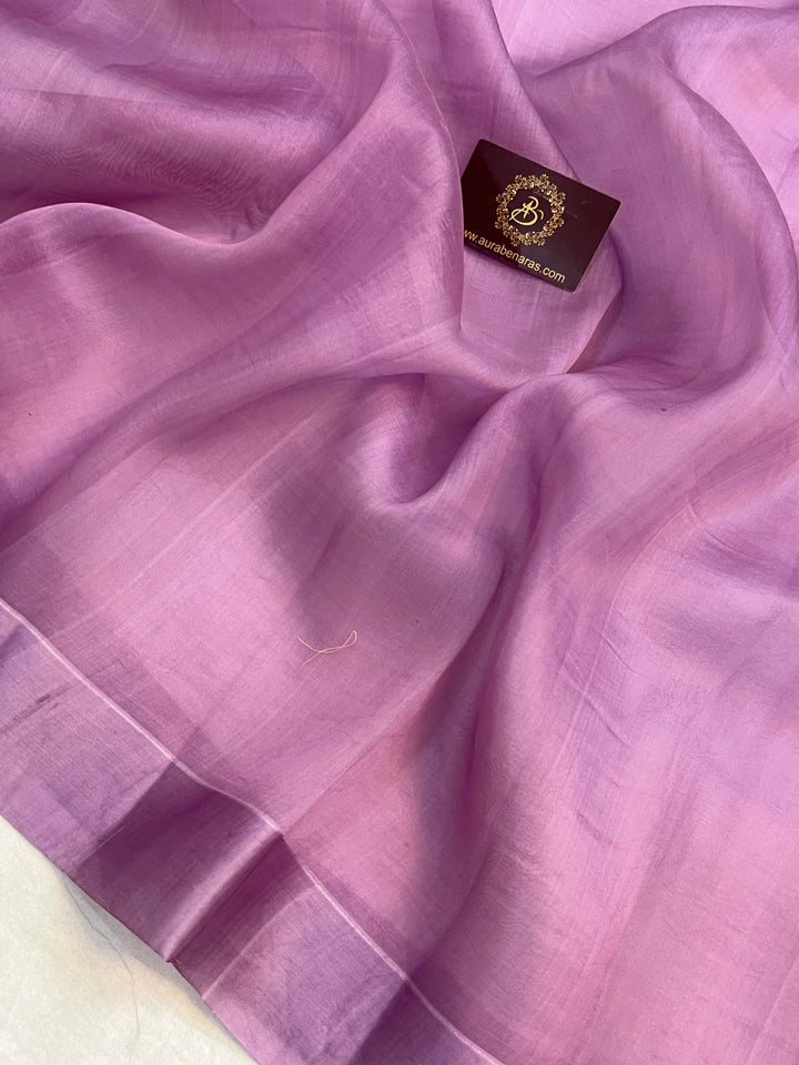 Lavender Pure Kora Silk Handloom Banarasi Saree