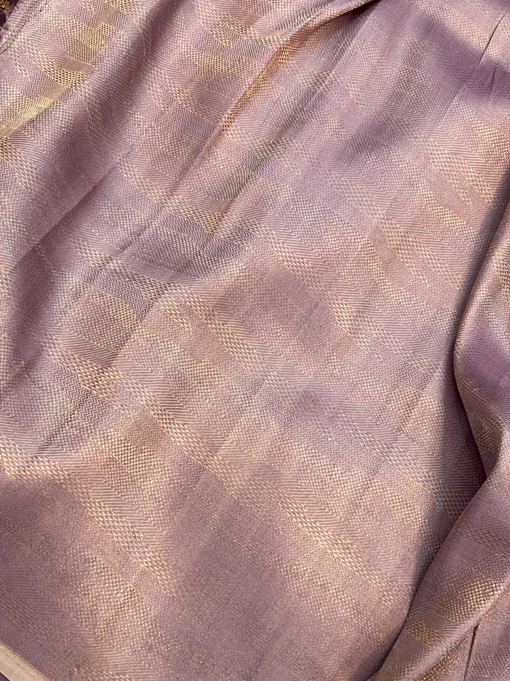 Lavender Pure Kora Silk Handloom Banarasi Saree