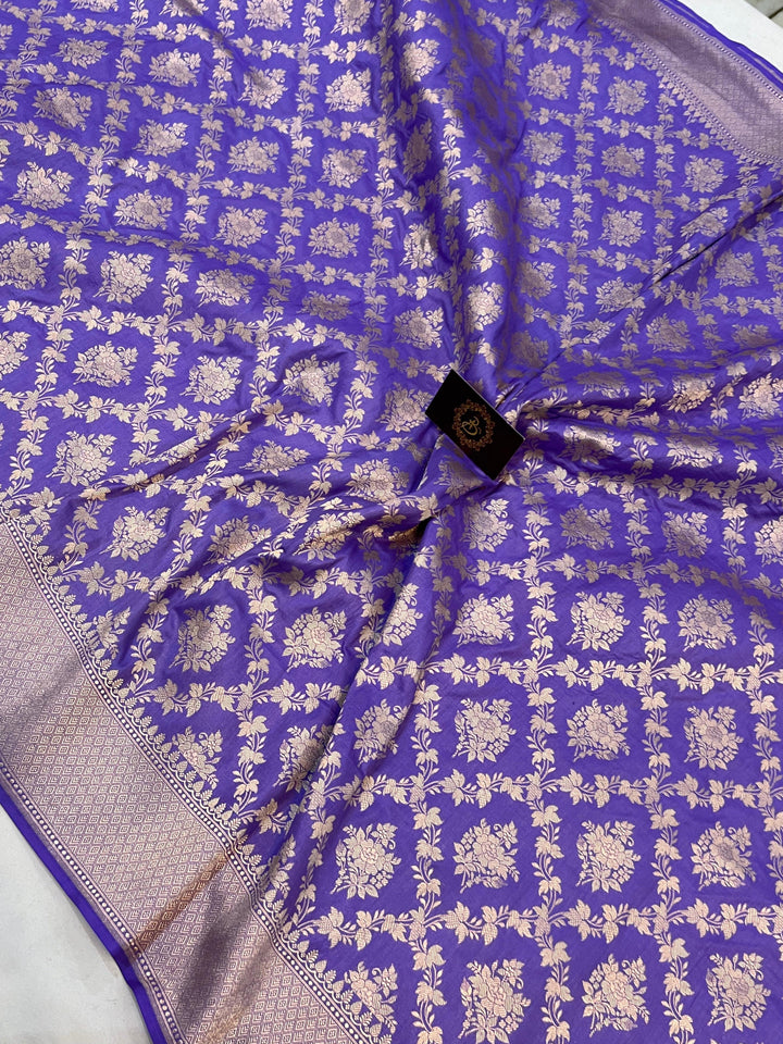 Lavender Pure Banarasi Handloom Katan Silk Saree - Aura Benaras