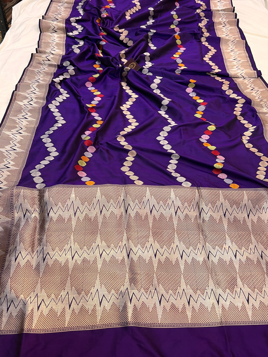 Deep Purple Katan Silk Banarasi Saree with Kadhwa Jaal work 