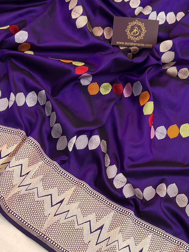 Deep Purple Katan Silk Banarasi Saree with Kadhwa Jaal work 