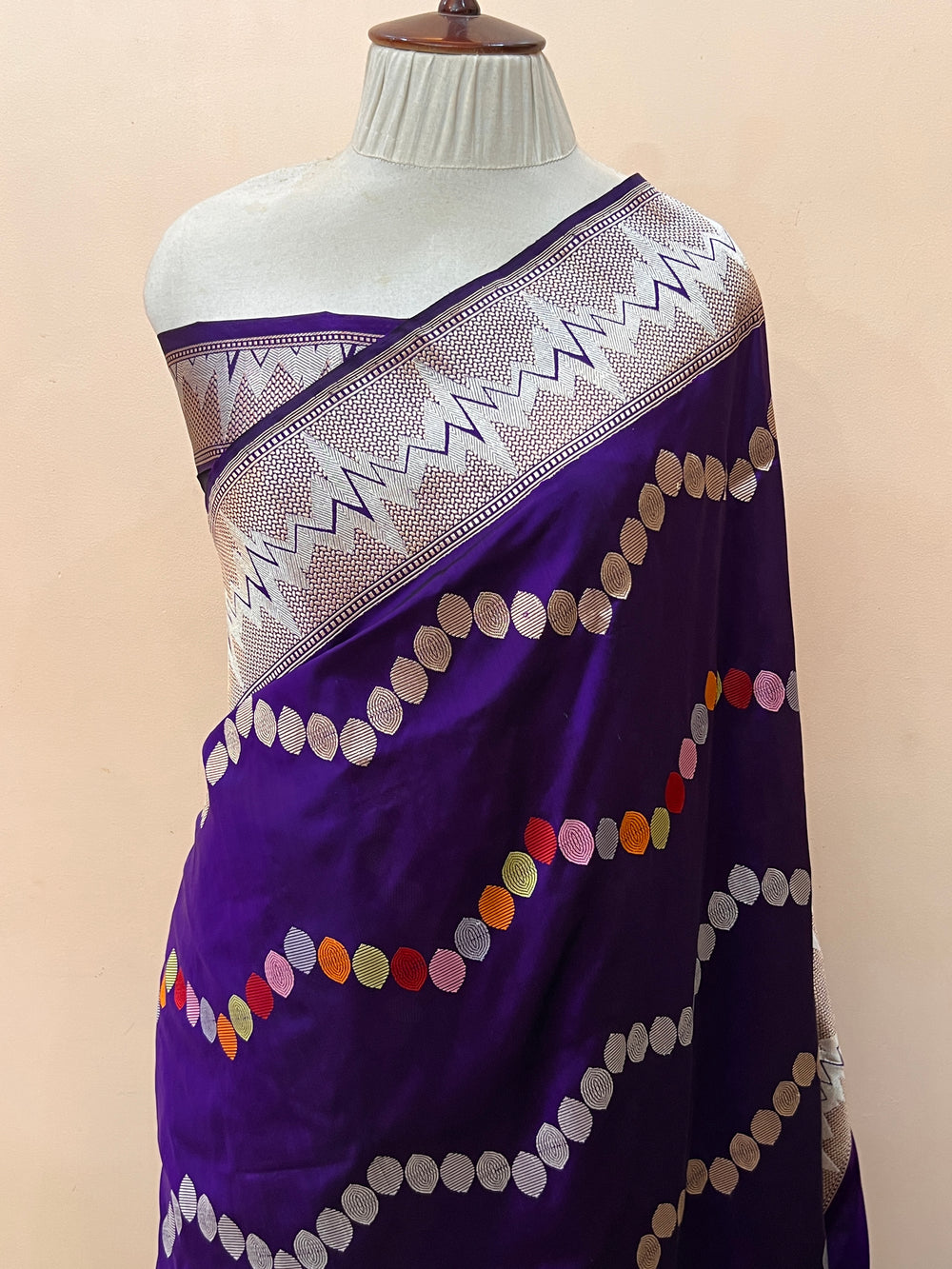 Deep Purple Katan Silk Banarasi Saree with Kadhwa Jaal work 