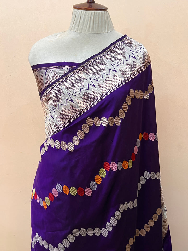 Deep Purple Katan Silk Banarasi Saree with Kadhwa Jaal work 