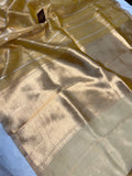 Yellow Banarasi Handloom Organza Tissue Silk Saree - Aura Benaras