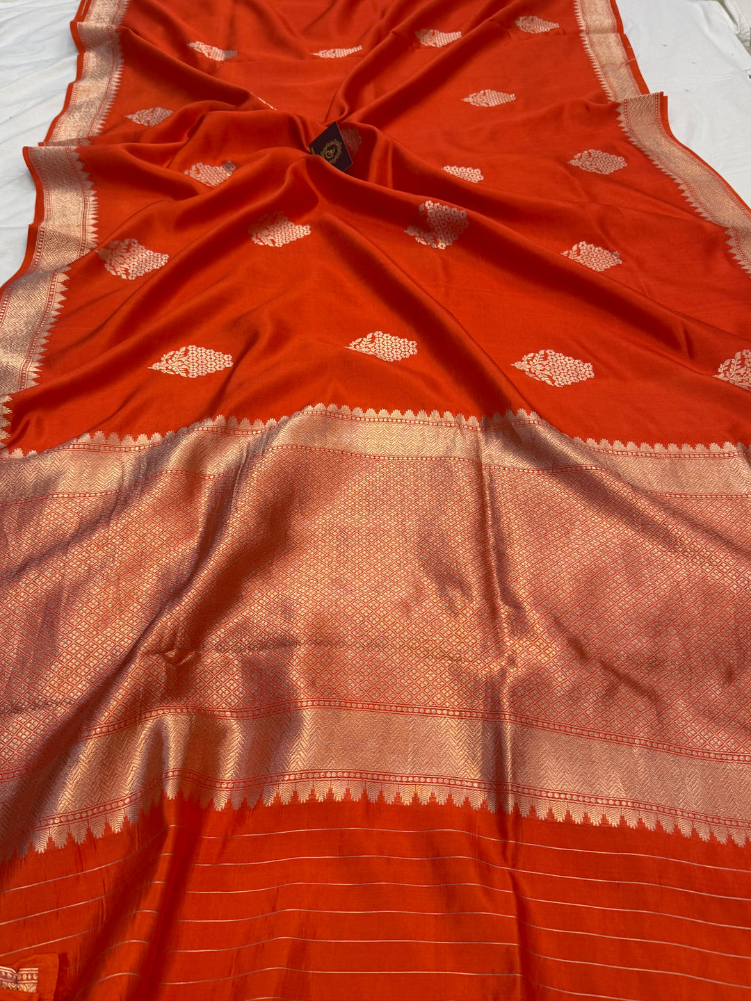 Orange Pure Banarasi Handloom Silk Saree