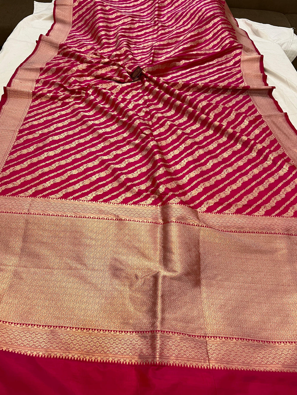 Rani Pink Pure Banarasi Handloom Katan Silk Saree - Aura Benaras