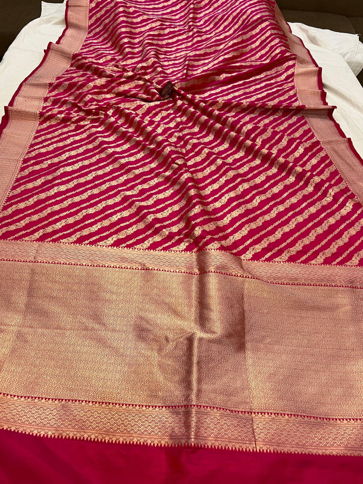 Rani Pink Pure Banarasi Handloom Katan Silk Saree - Aura Benaras
