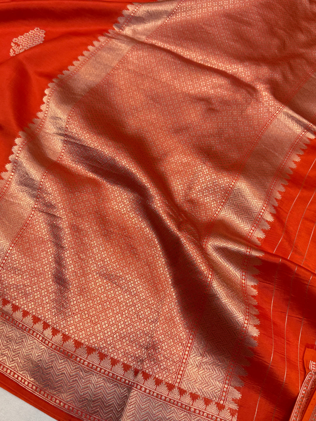 Orange Pure Banarasi Handloom Silk Saree