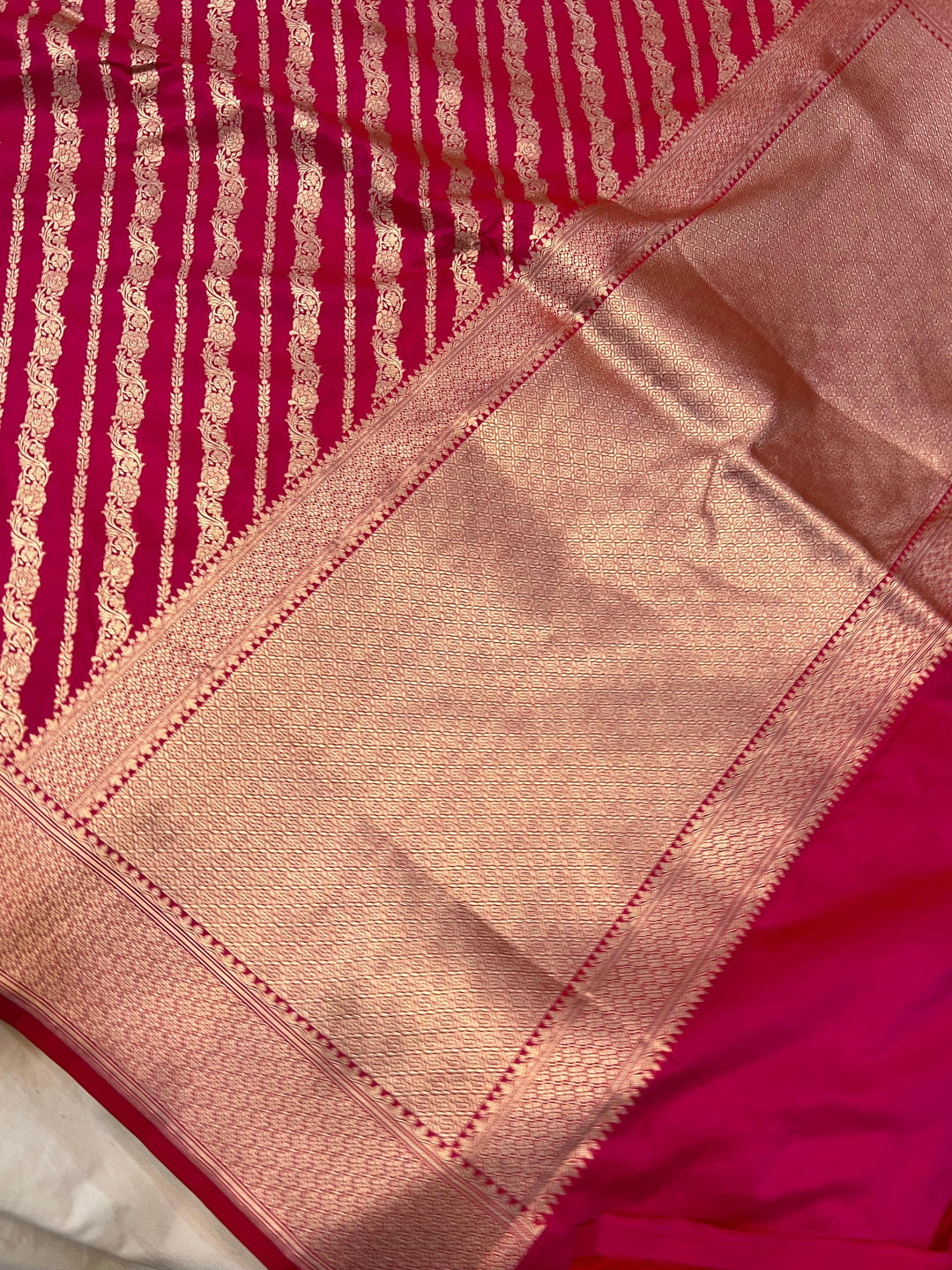 Rani Pink Pure Banarasi Handloom Katan Silk Saree - Aura Benaras