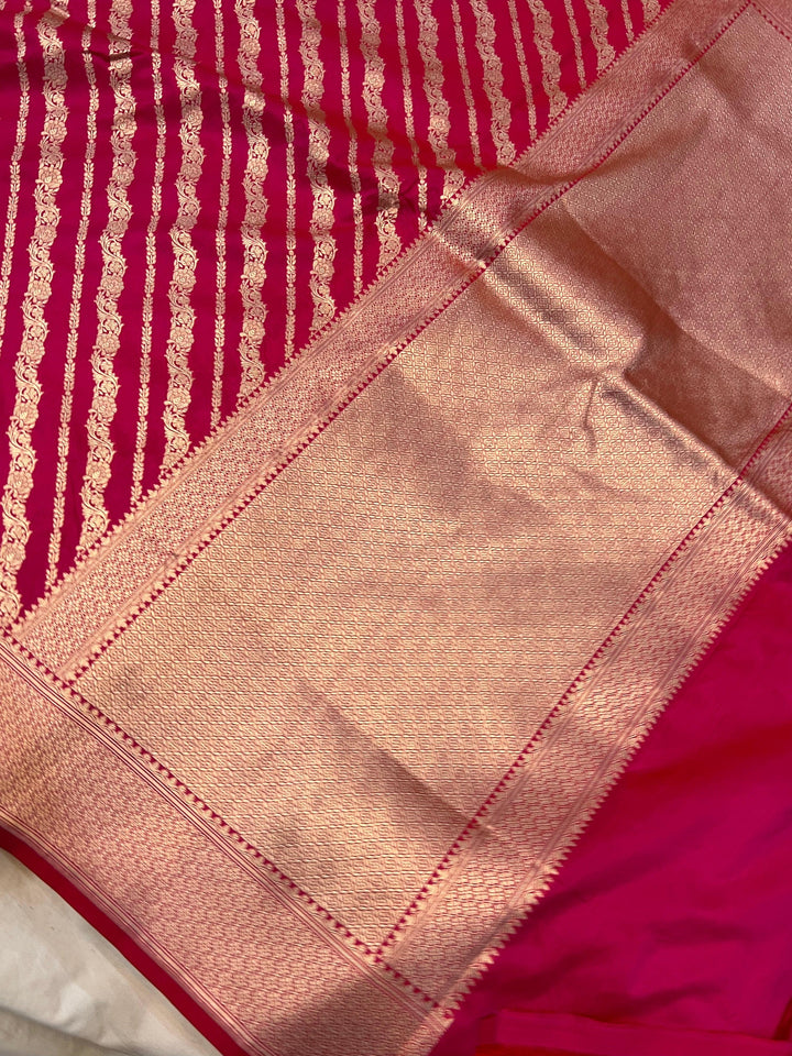 Rani Pink Pure Banarasi Handloom Katan Silk Saree - Aura Benaras