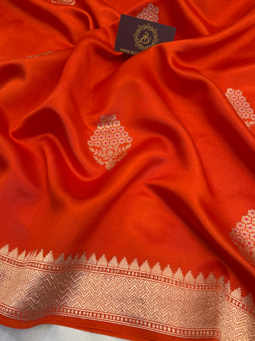 Orange Pure Banarasi Handloom Silk Saree