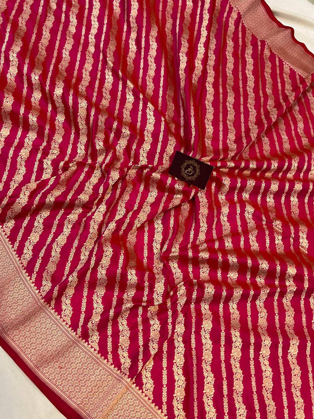 Rani Pink Pure Banarasi Handloom Katan Silk Saree - Aura Benaras