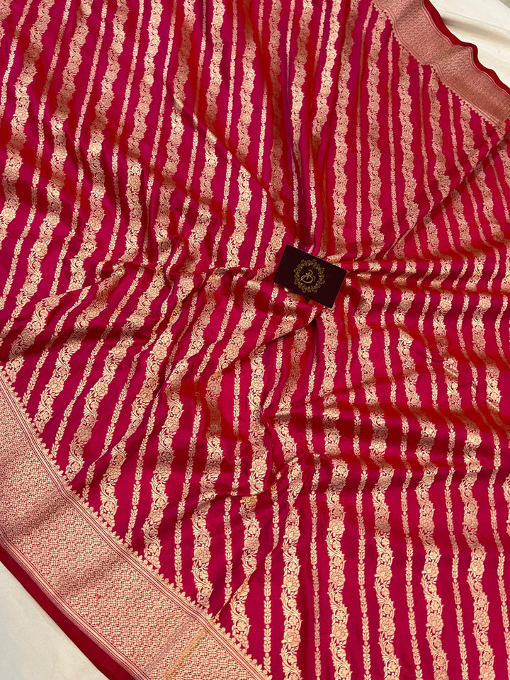 Rani Pink Pure Banarasi Handloom Katan Silk Saree - Aura Benaras