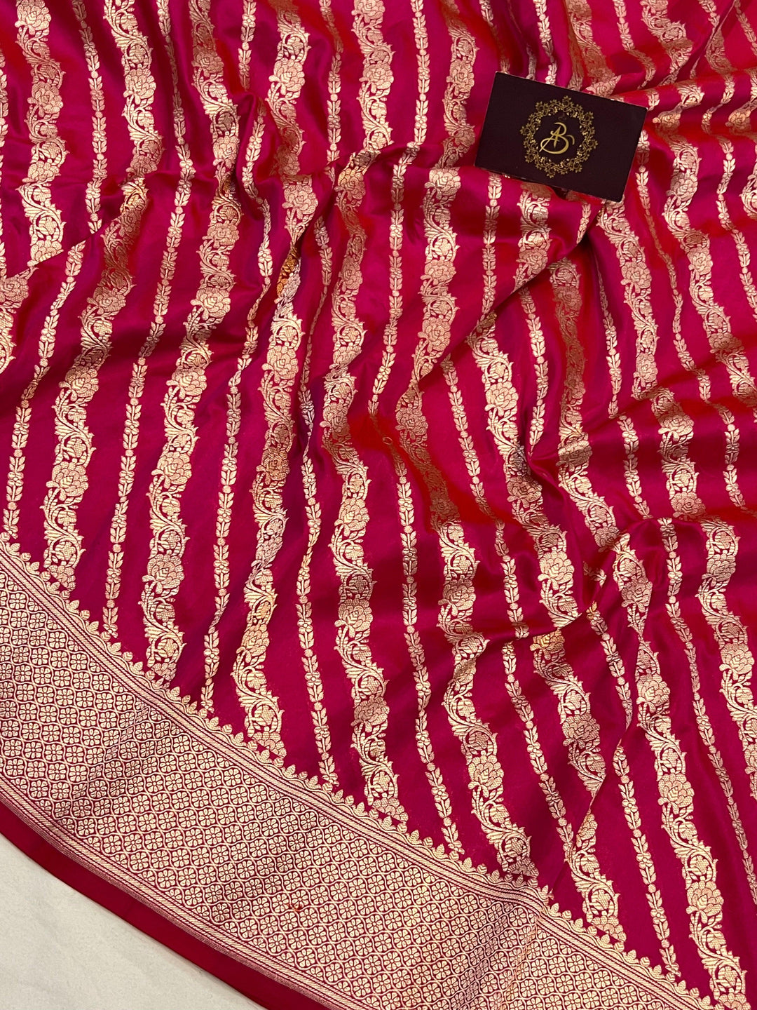 Rani Pink Pure Banarasi Handloom Katan Silk Saree - Aura Benaras