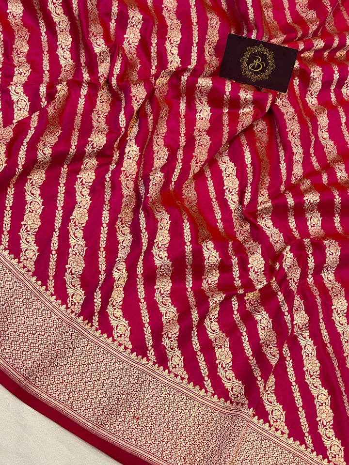 Rani Pink Pure Banarasi Handloom Katan Silk Saree - Aura Benaras