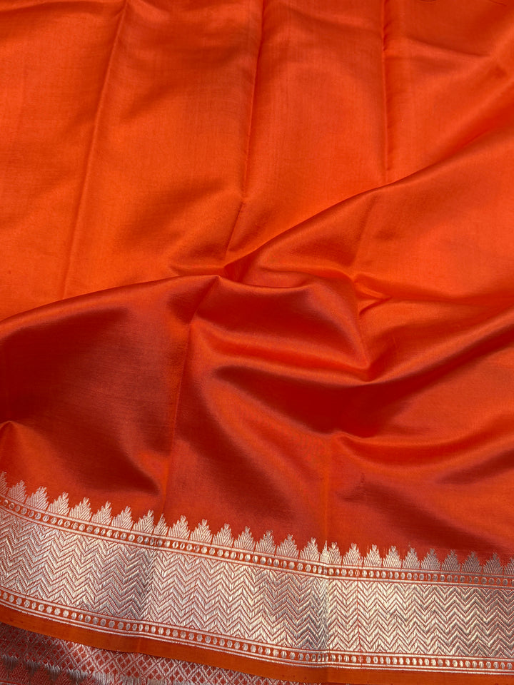 Orange Pure Banarasi Handloom Silk Saree
