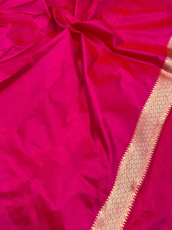 Rani Pink Pure Banarasi Handloom Katan Silk Saree - Aura Benaras