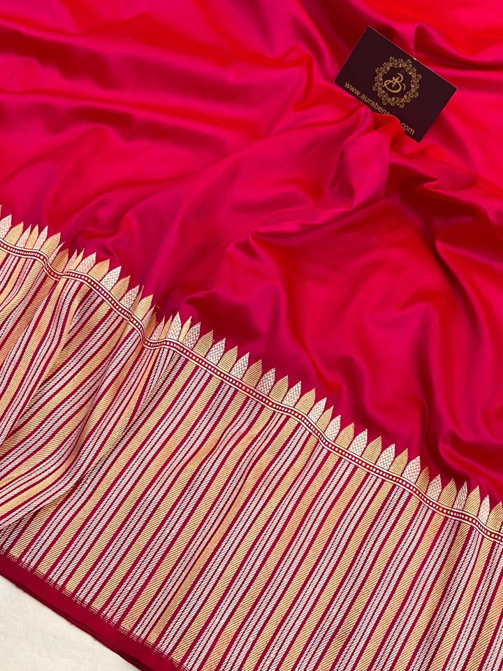 Hot Pink Banarasi Handloom Katan Silk Saree - Aura Benaras
