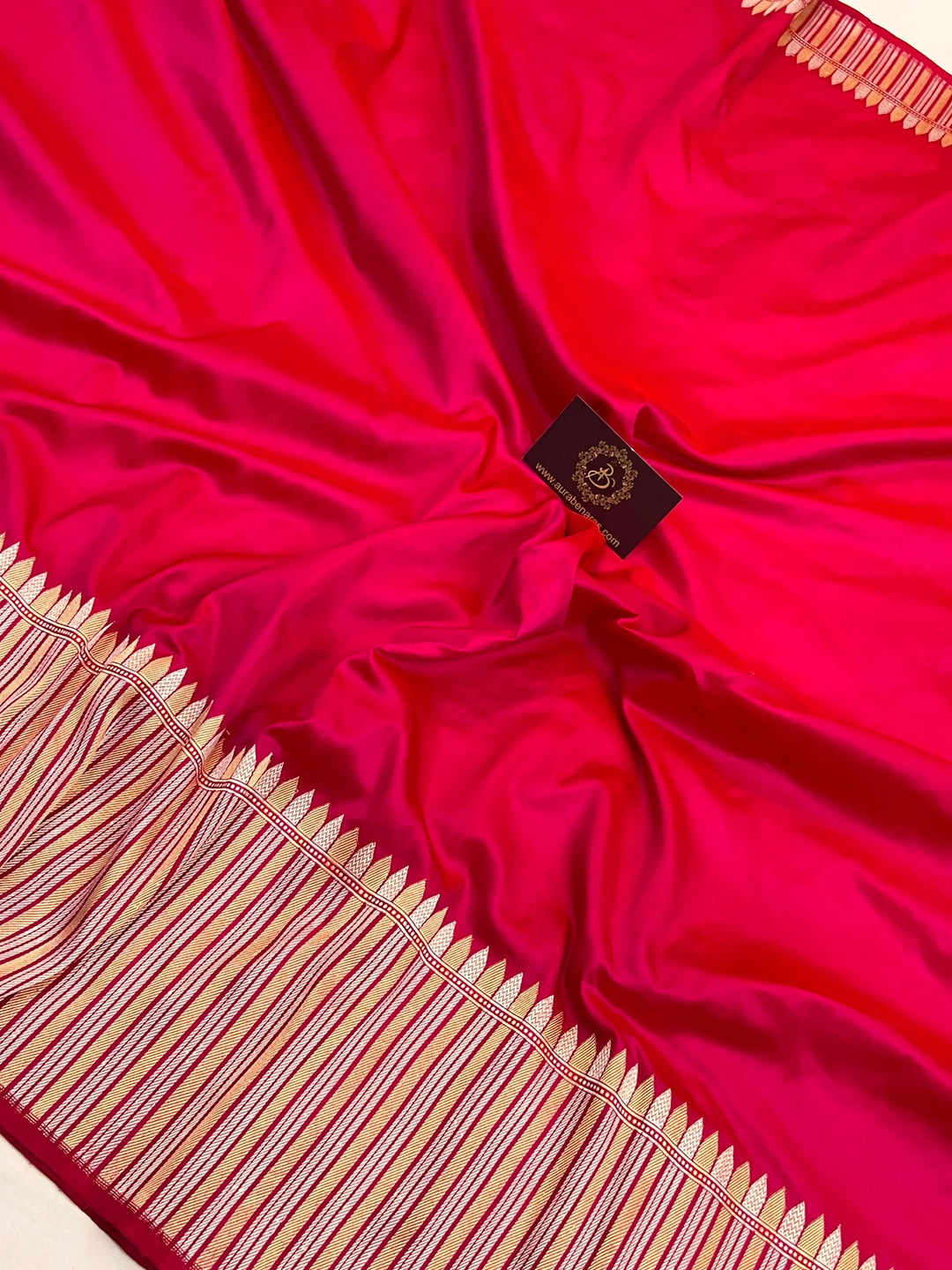 Hot Pink Banarasi Handloom Katan Silk Saree - Aura Benaras