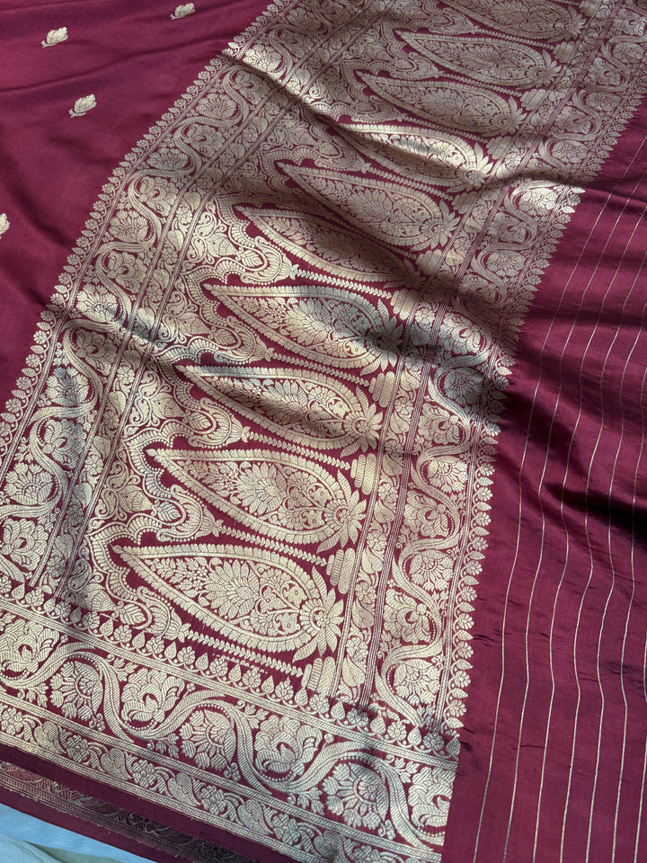 Maroon Pure Banarasi Handloom Silk Saree