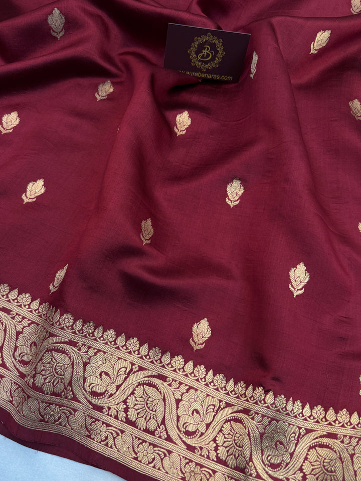 Maroon Pure Banarasi Handloom Silk Saree