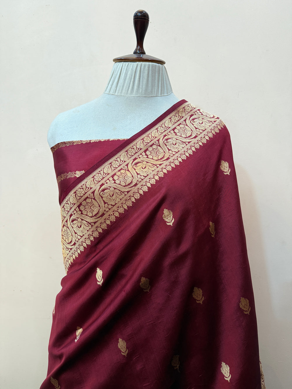 Maroon Pure Banarasi Handloom Silk Saree