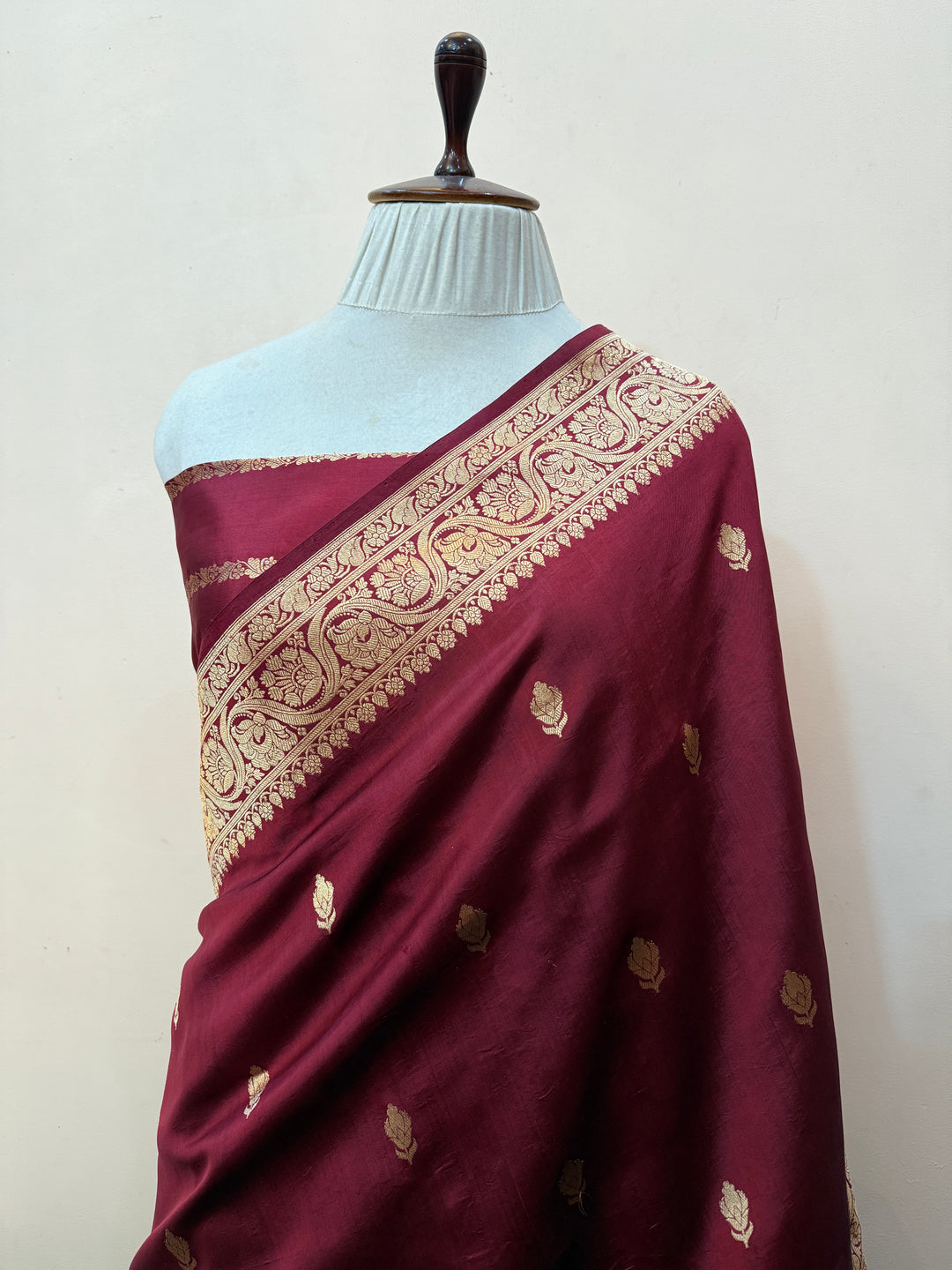 Maroon Pure Banarasi Handloom Silk Saree