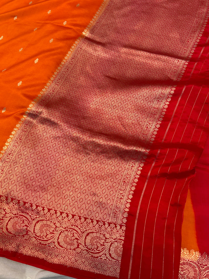 Orange Pure Banarasi Handloom Silk Saree
