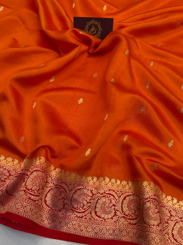 Orange Pure Banarasi Handloom Silk Saree