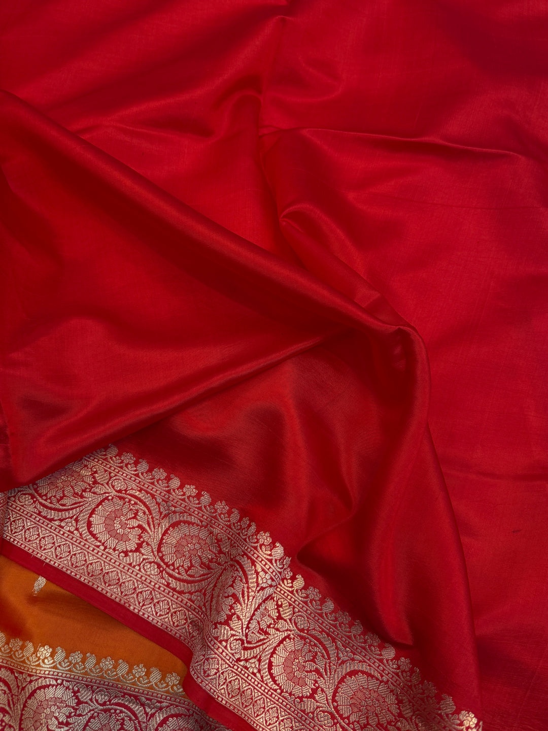Orange Pure Banarasi Handloom Silk Saree