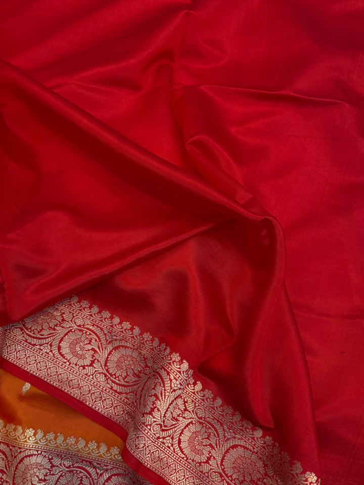 Orange Pure Banarasi Handloom Silk Saree