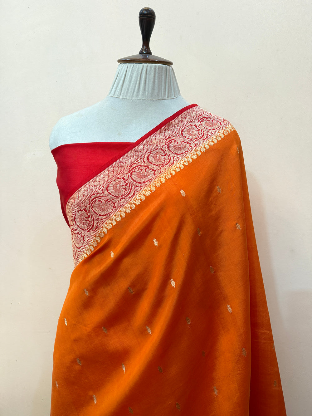 Orange Pure Banarasi Handloom Silk Saree