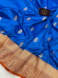 Firozi Blue Pure Banarasi Handloom Katan Silk Saree - Aura Benaras