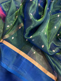 Peacock Green Banarasi Handloom Tissue Silk Saree