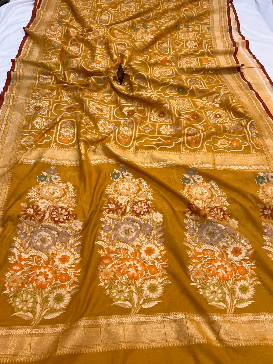 Mustard Yellow Pure Cotton Silk Handloom Banarasi Saree