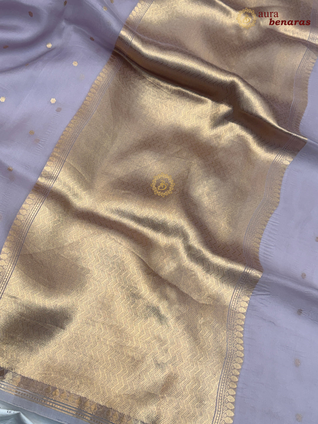 Dusty Lavender Kora Silk Banarasi Saree with Zari Butis 
