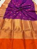 Purple Pure Banarasi Handloom Katan Silk Saree - Aura Benaras